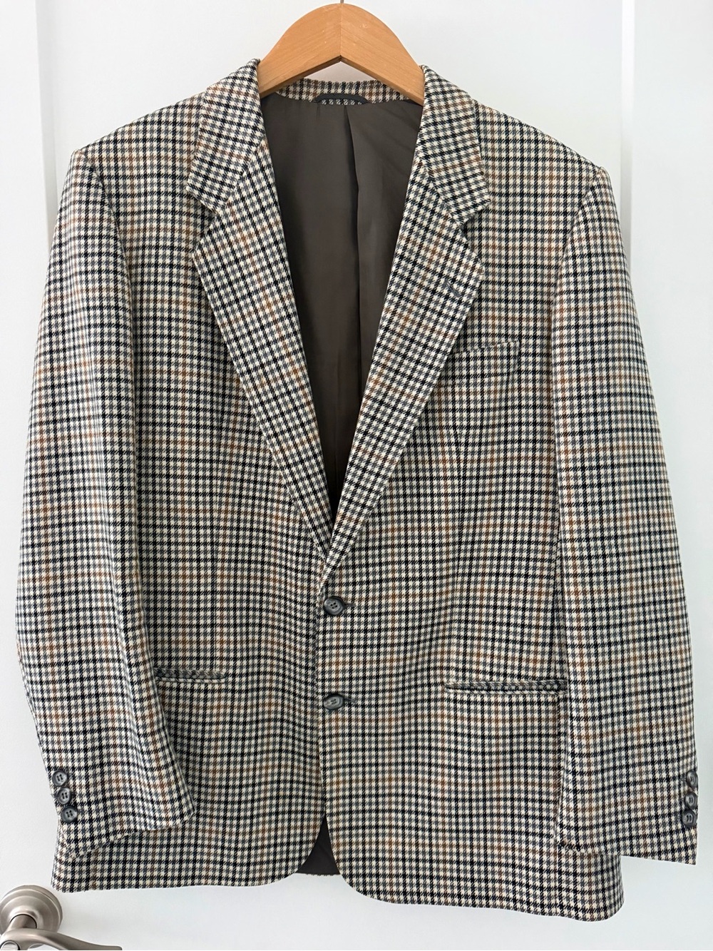 VNTG Zwicker West Germany Pure Wool Houndstooth Sport Coat Blazer 42R EU50